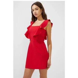 French Connection Whisper Square Neck Ruffle Dress Size 4 NWT